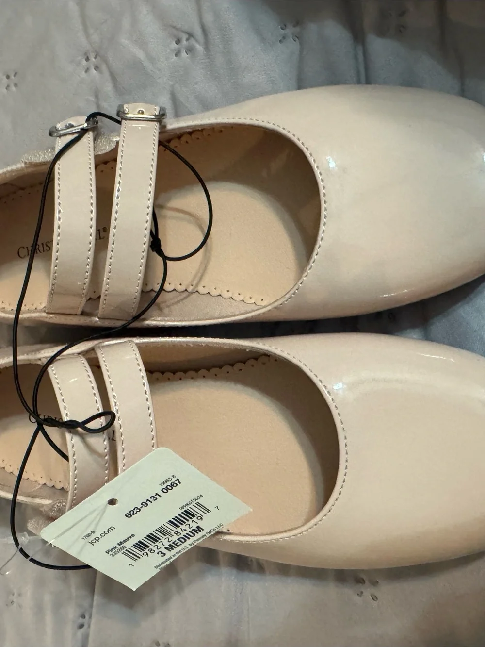 Girl’s Cream Double-Strap Mary Jane Flats